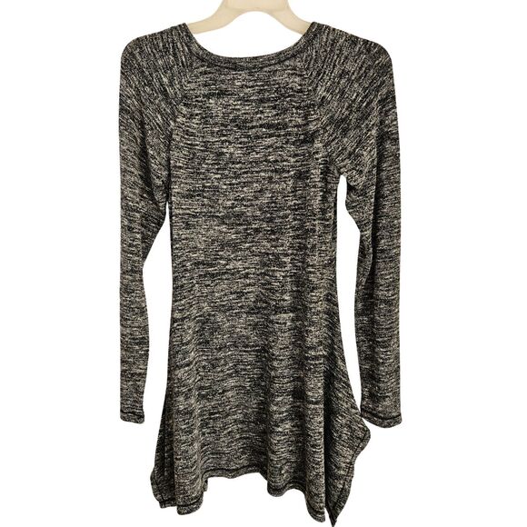 Max Edition Tunic Top Womens Medium Gray Varigated Handkerchief Hem - Picture 2 of 6